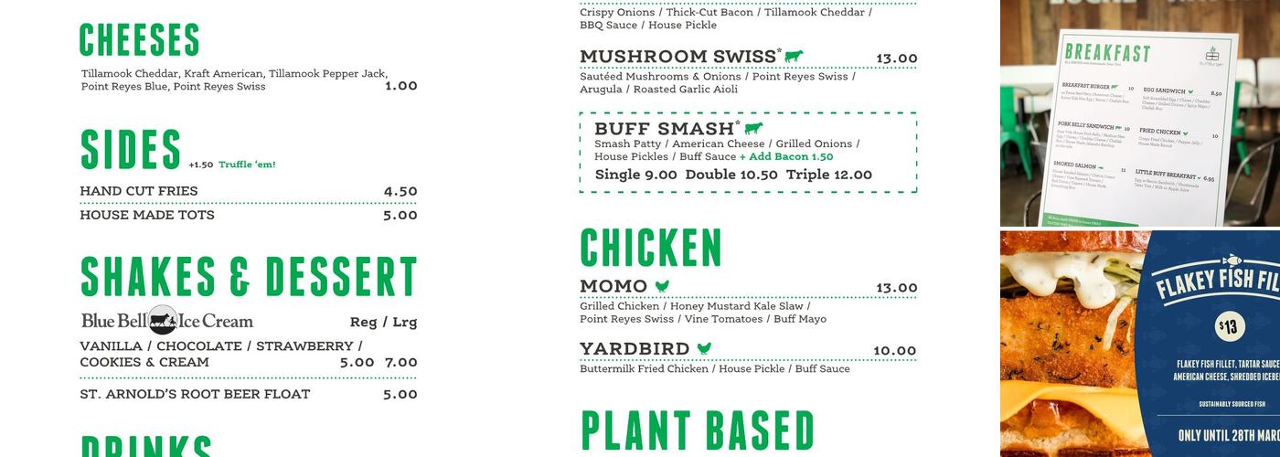 BuffBurger Menu