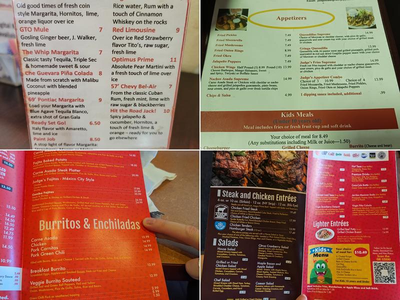 Judge's Char-Grill Menu