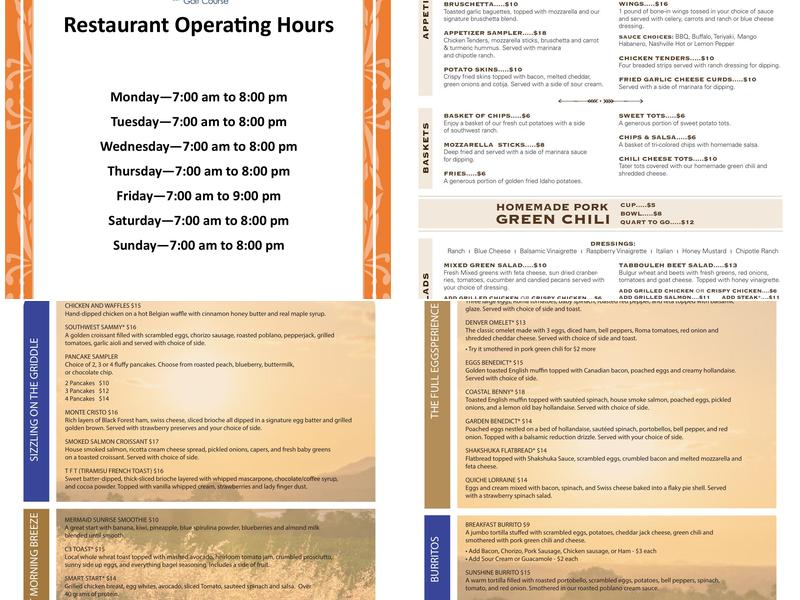 Bison Grill-Buffalo Run Golf Course Menu