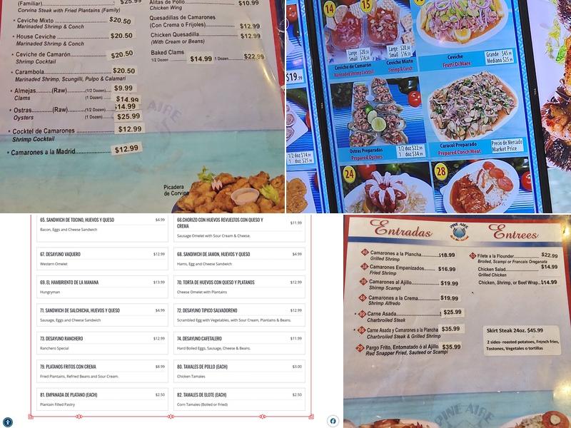 Pine Aire Fish, Que Rica Comida Menu