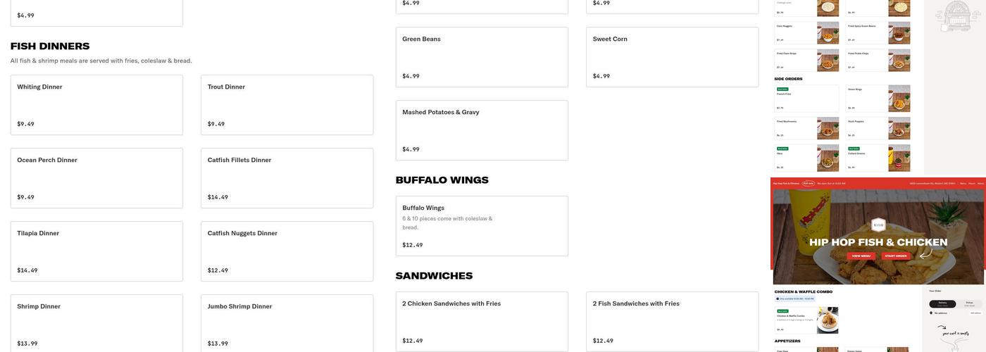 Hip Hop Fish & Chicken Menu