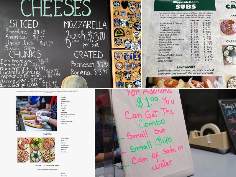 Filippo's Italian Specialties Menu