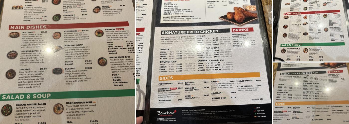 Bonchon Pasadena Menu