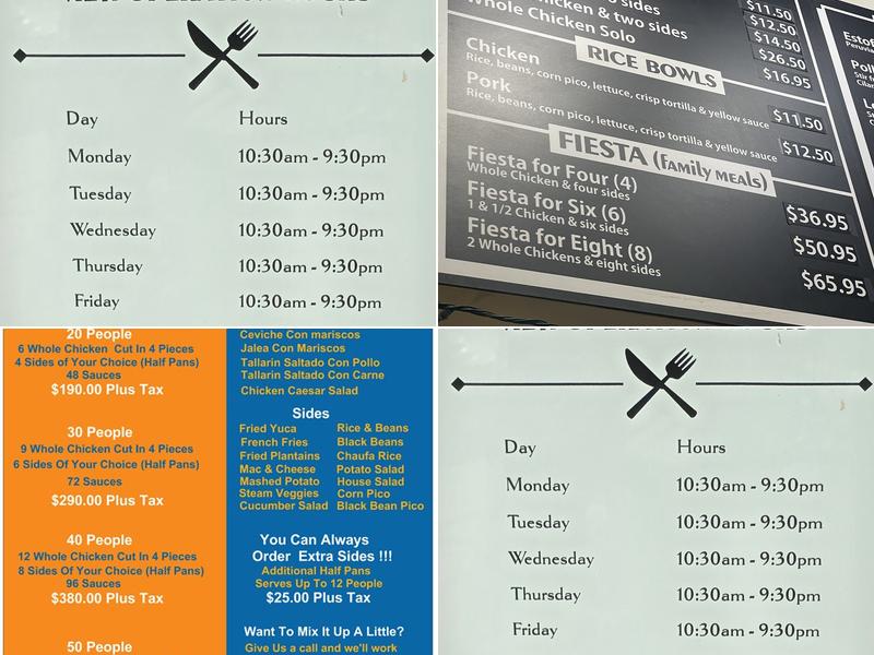 Don Pollo of Potomac Menu