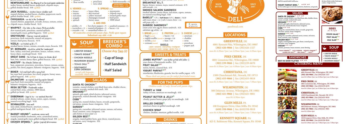 PureBread Deli Menu
