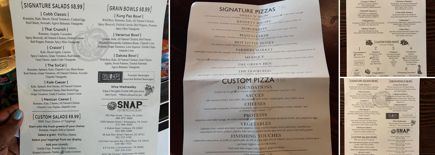 SNAP Custom Pizza & Salads Menu