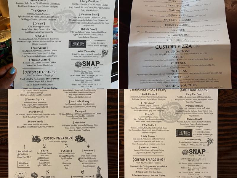 SNAP Custom Pizza & Salads Menu