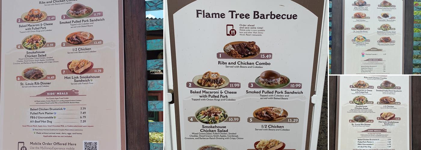 Flame Tree Barbecue Menu