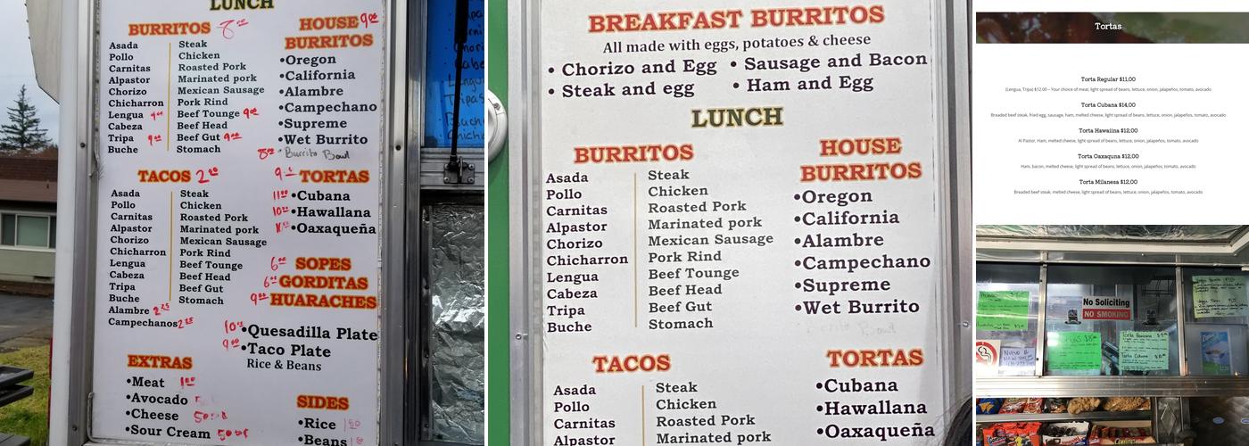 Master Taco Menu