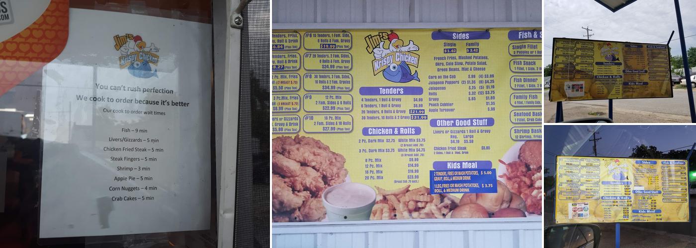Jim's Krispy Fried Chicken Menu