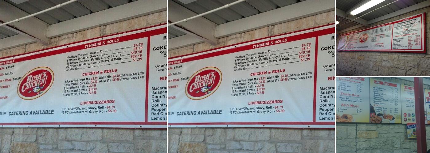 Bush's Chicken Menu