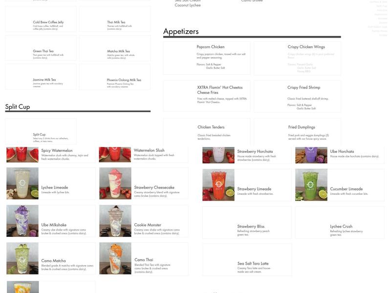 Zero Degrees Menu