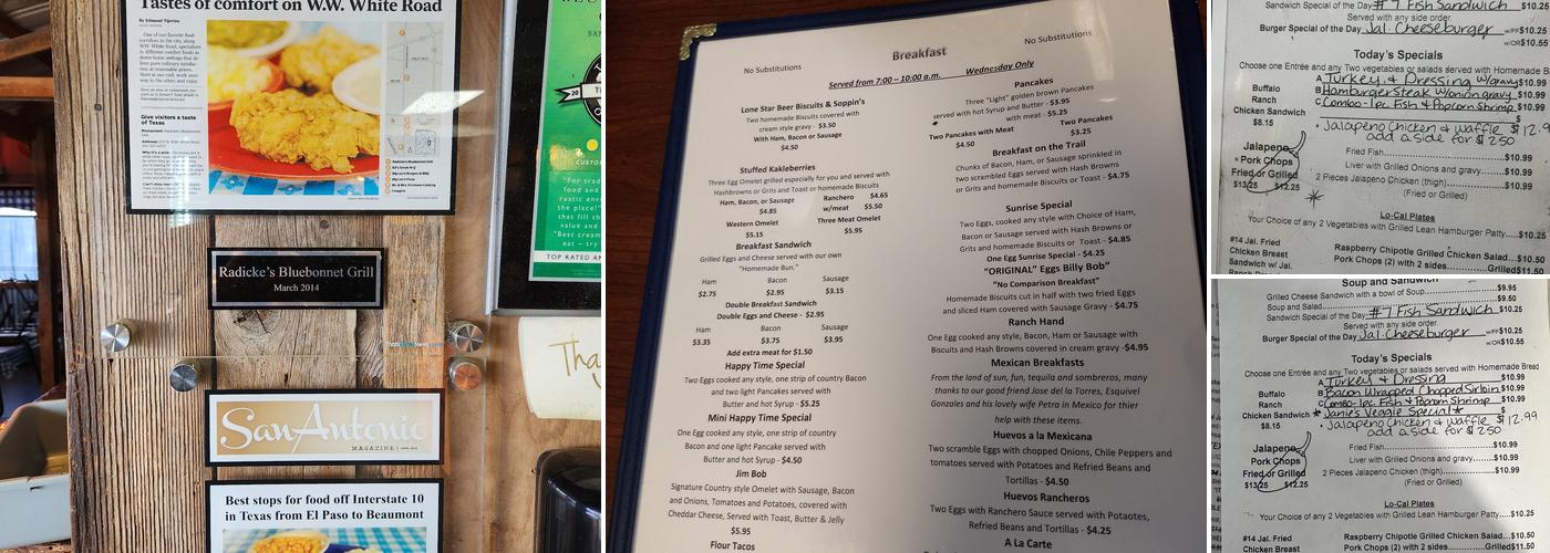 Radicke's Bluebonnet Grill Menu