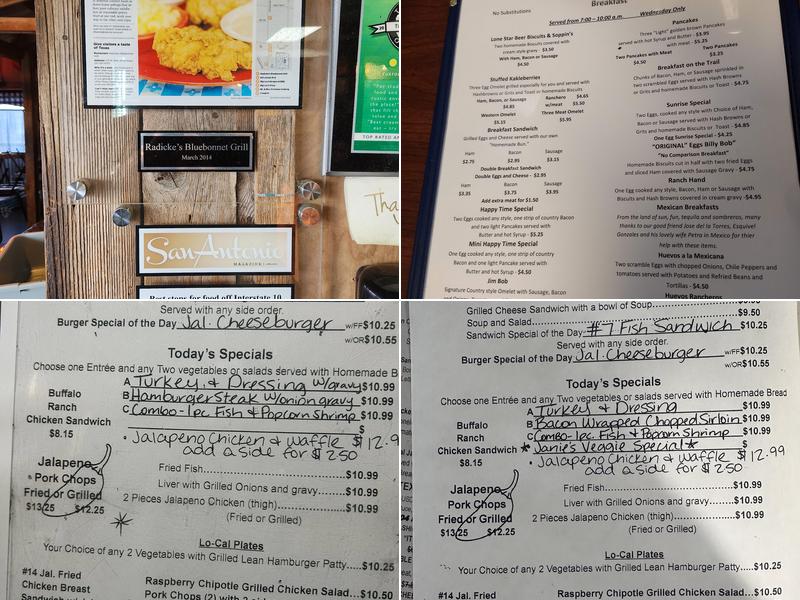 Radicke's Bluebonnet Grill Menu