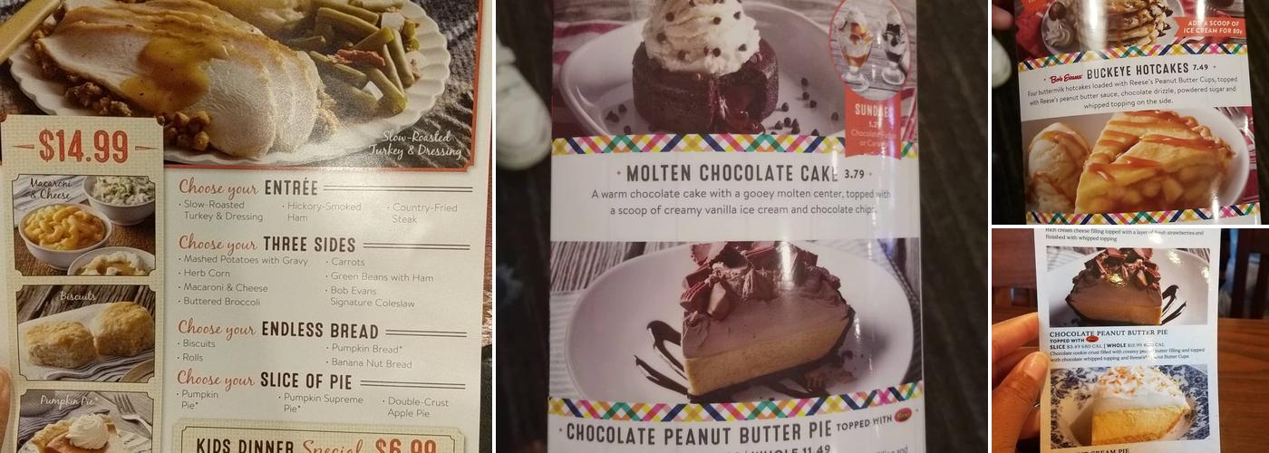 Bob Evans Menu