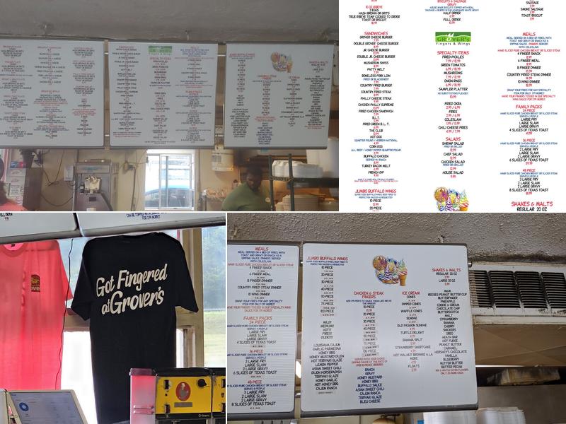 Grover's Fingers & Wings Menu