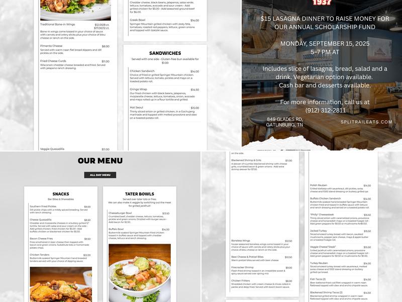 Split Rail Eats Menu