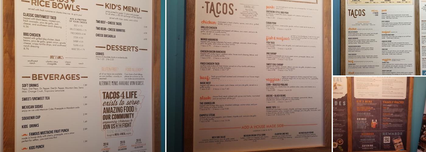 Tacos 4 Life Menu