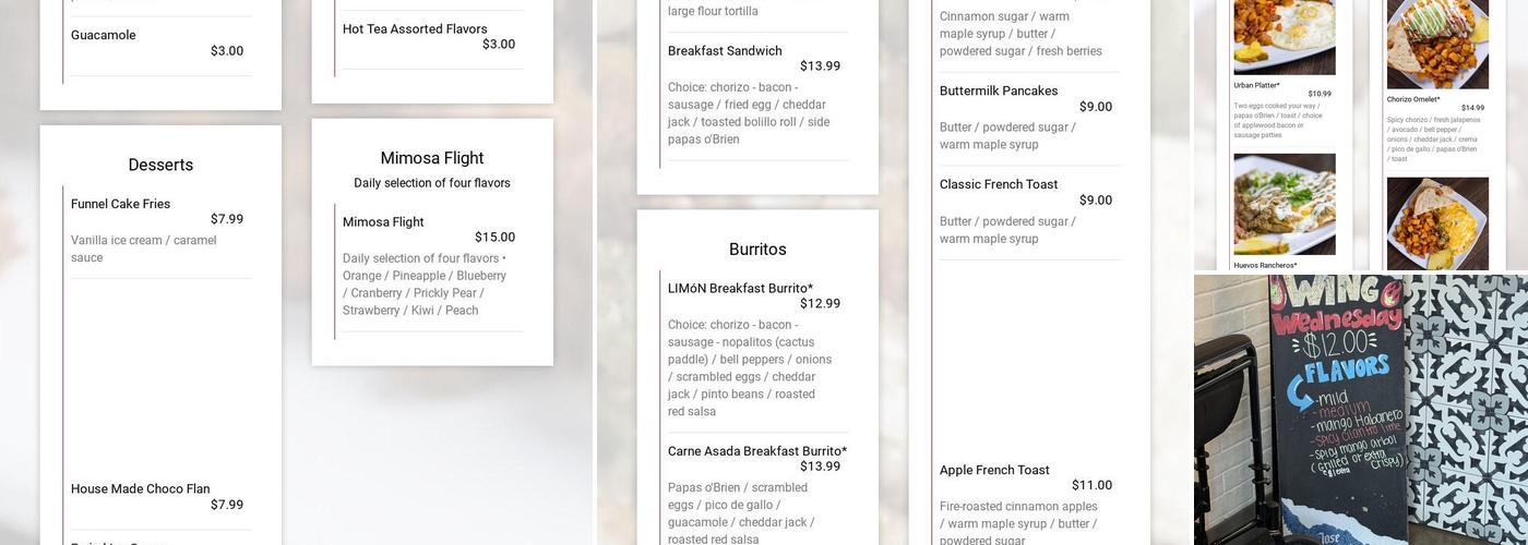 LIMóN Urban Kitchen Menu