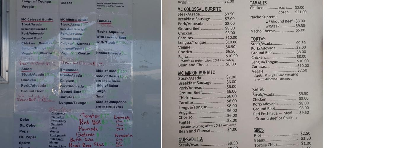 MC Taco Bus Menu
