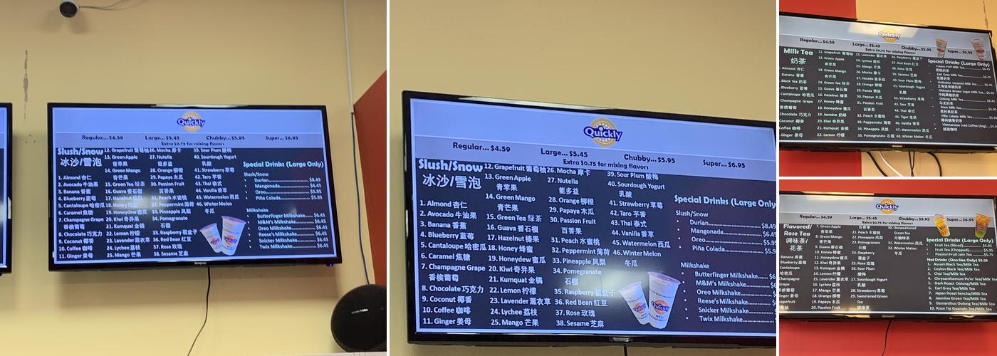 Quickly Bubble Tea Menu