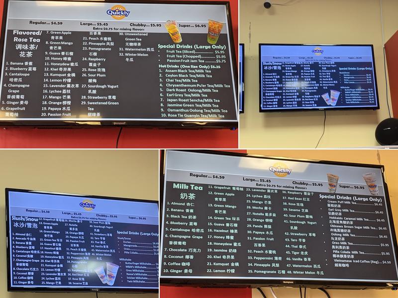 Quickly Bubble Tea Menu