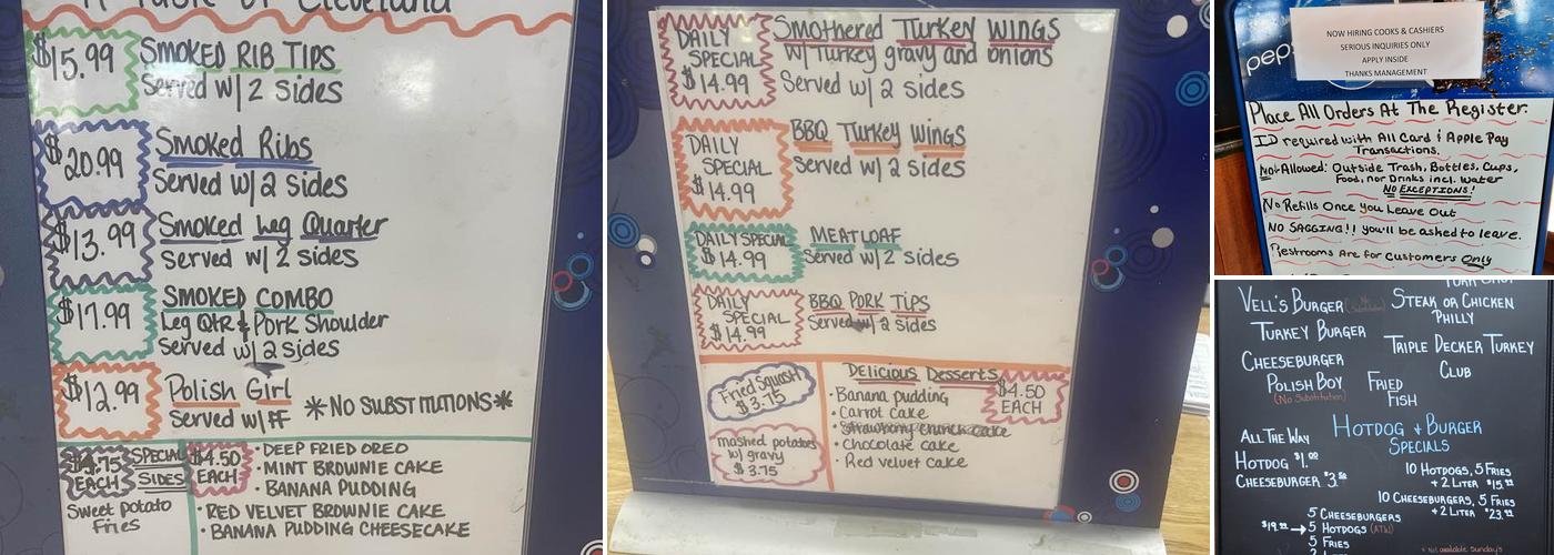Vell's-Soul Food with a Twist Menu