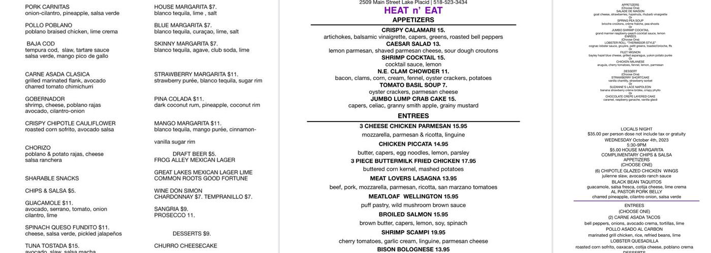 Purple Saige Bistro Menu
