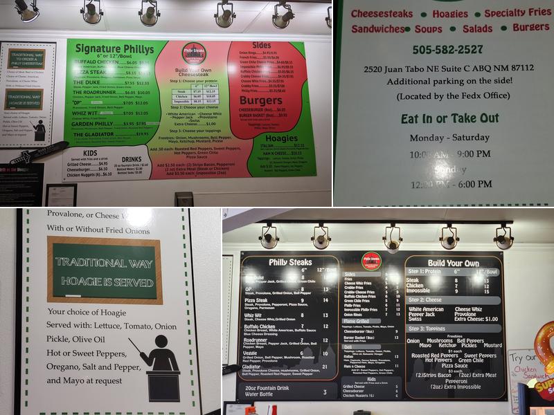 Philly Steaks Menu