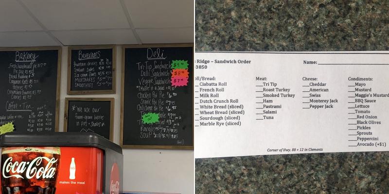 Mike Clements Ridge Produce and Bakery Menu