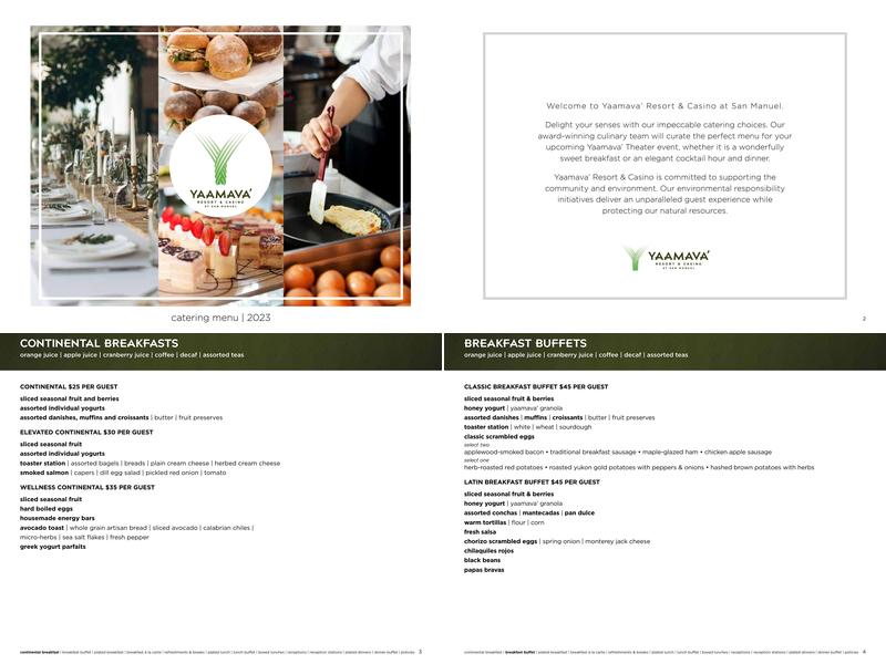 Yaamava' Resort & Casino Menu