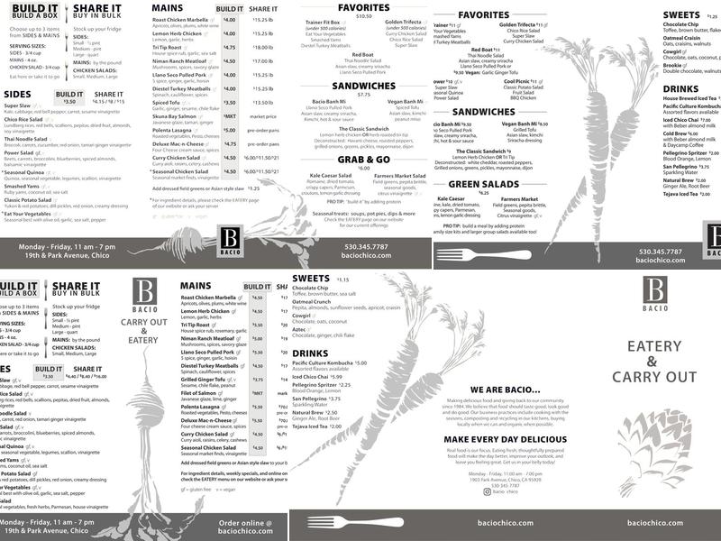 Bacio Chico Menu