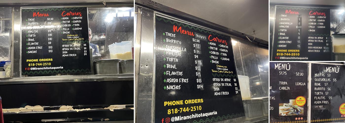 Taqueria Mi Ranchito Menu