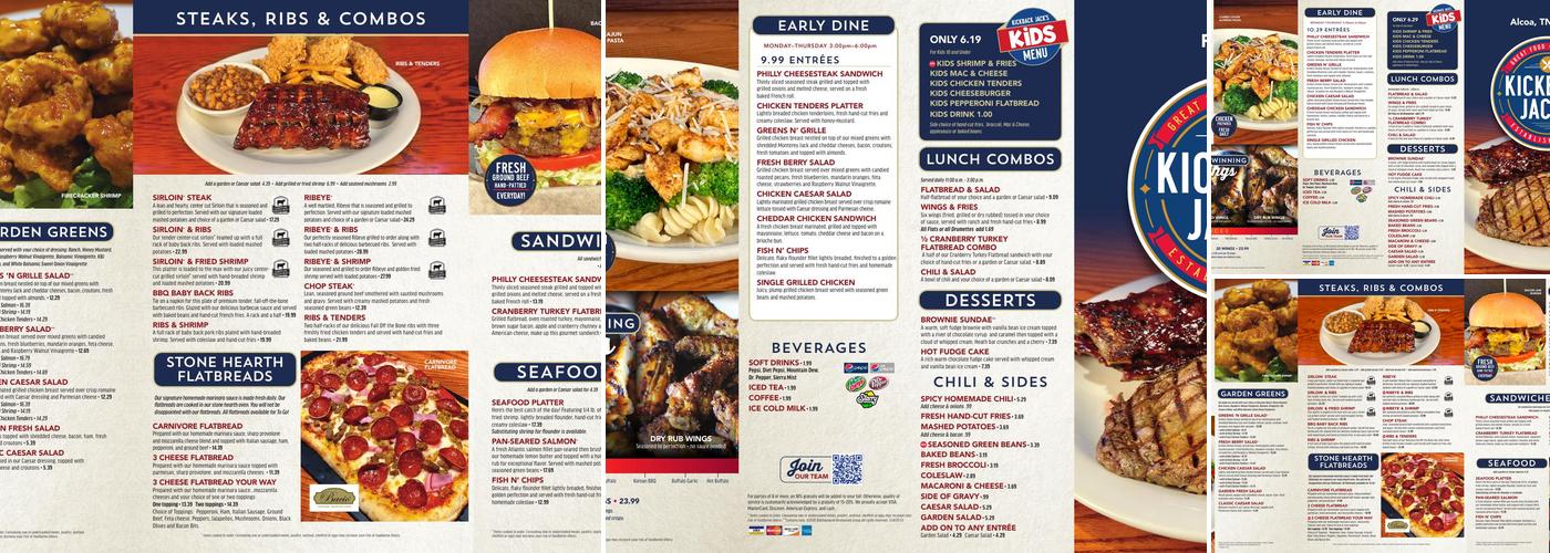 Kickback Jack's Menu