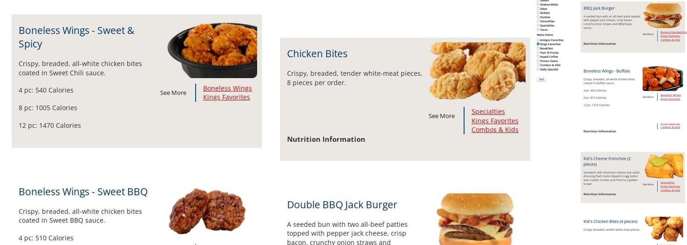 Amigos/Kings Classic Menu