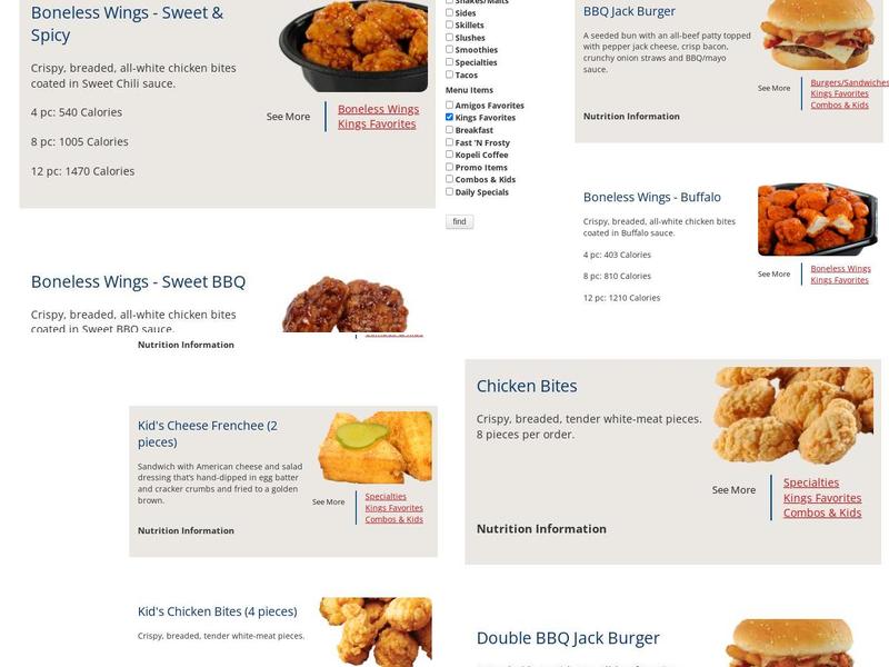 Amigos/Kings Classic Menu