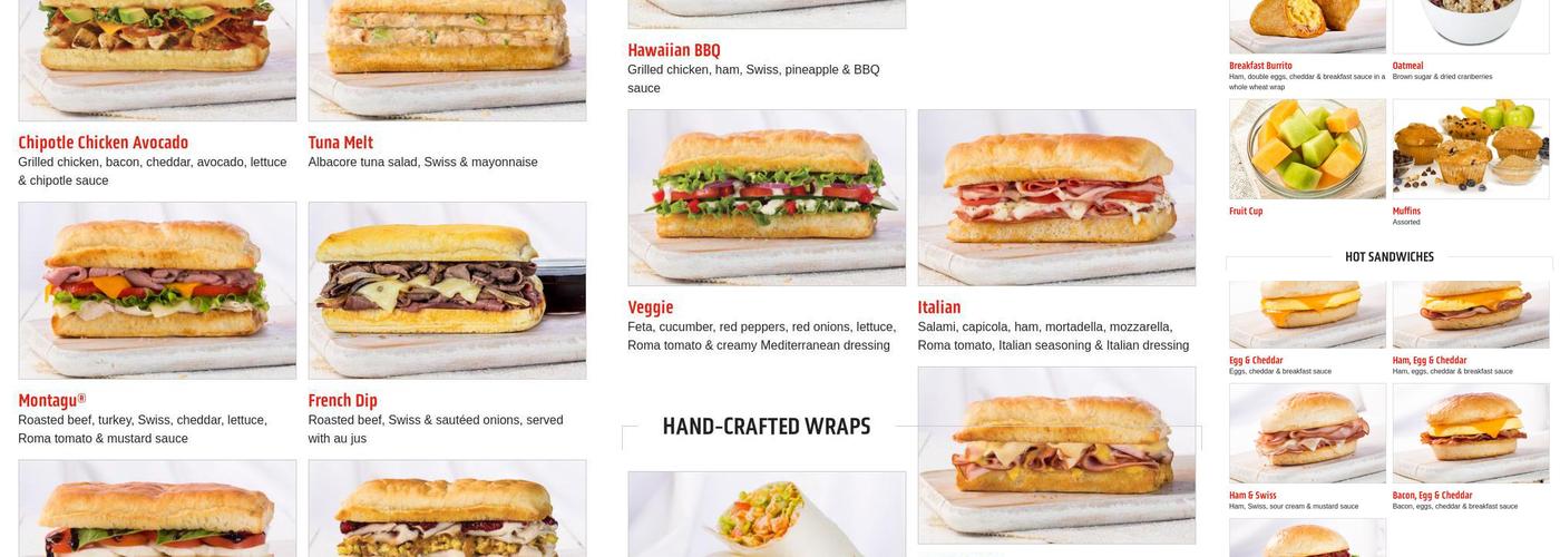 Earl of Sandwich Menu