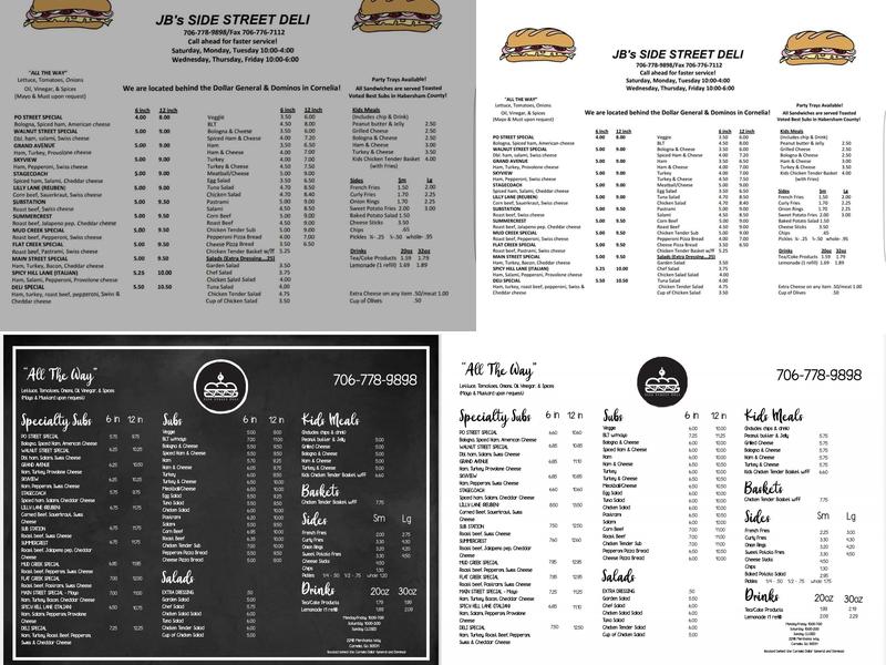 Side Street Deli Menu