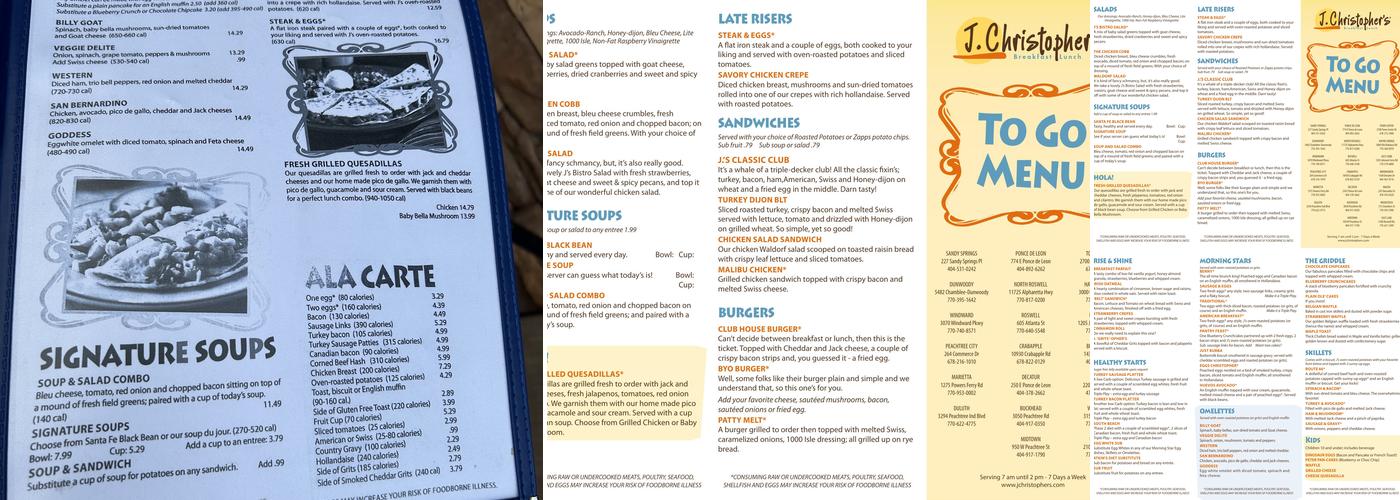 J. Christopher's Menu