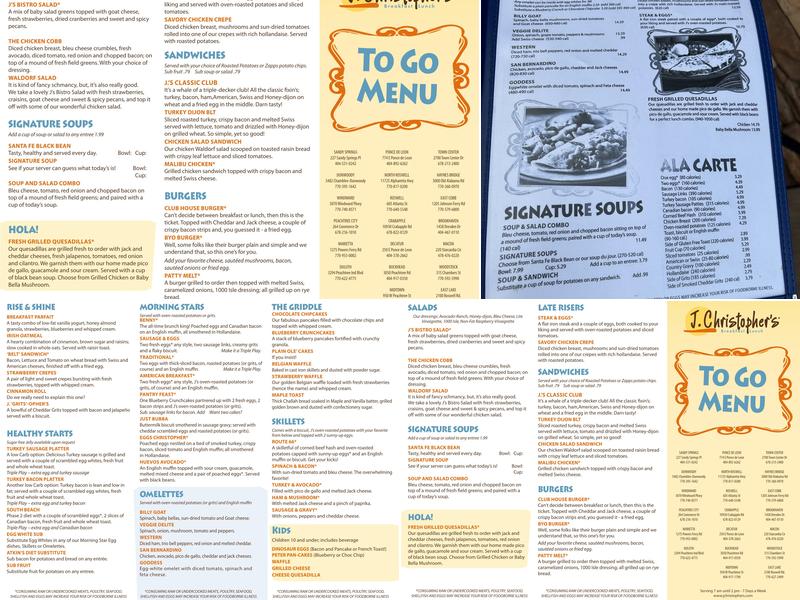 J. Christopher's Menu