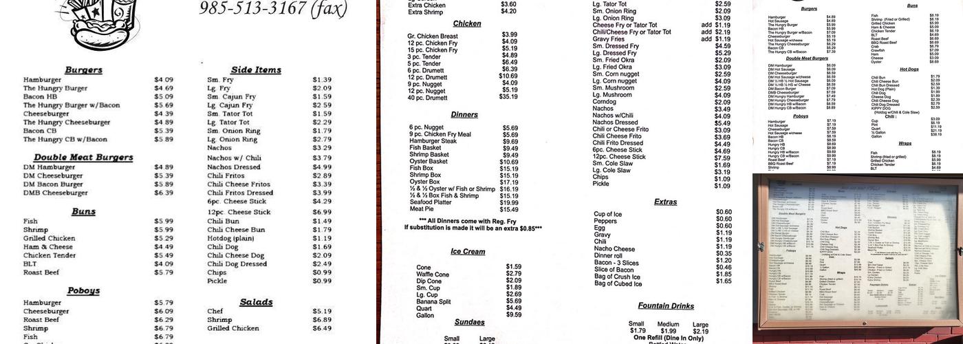 Dairy Inn Menu