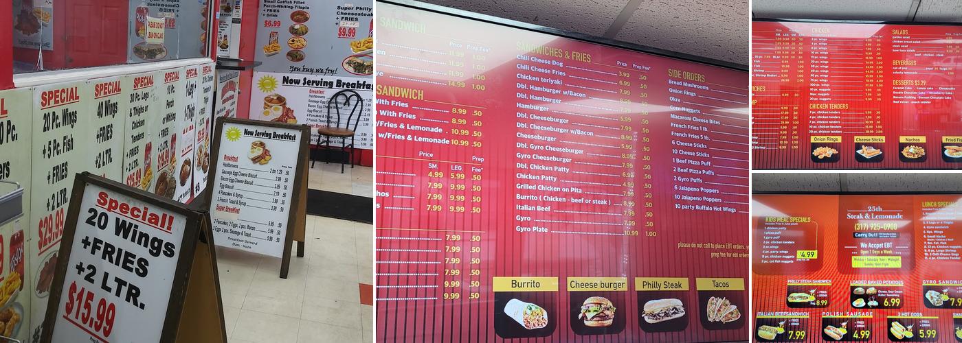 25th Steak & Lemonade Menu