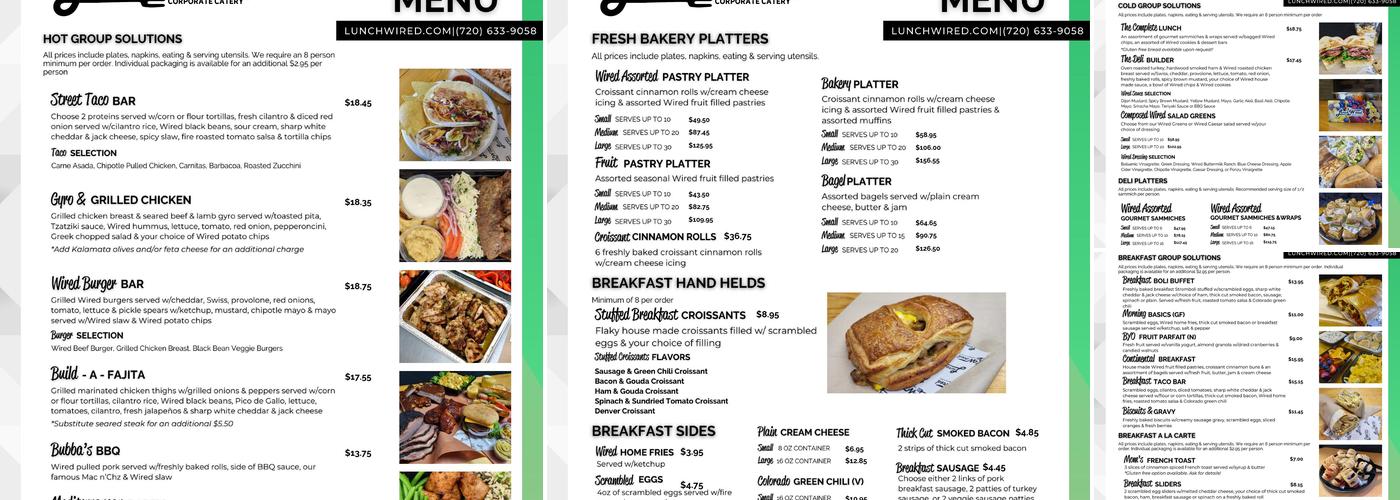 Lunch Wired Menu