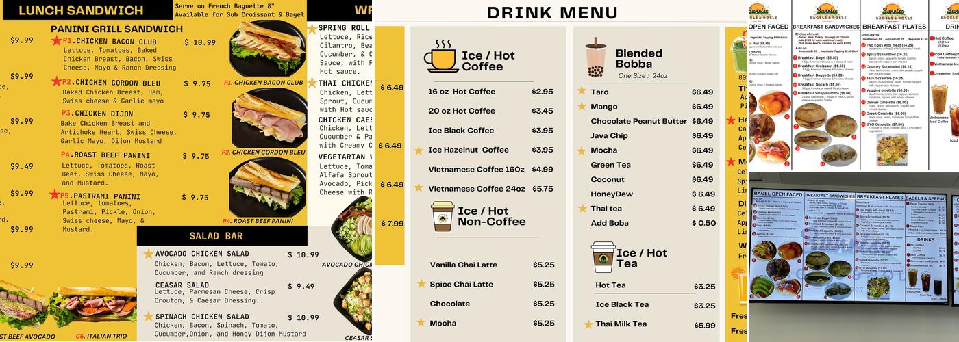 Sunrise Bagels Menu