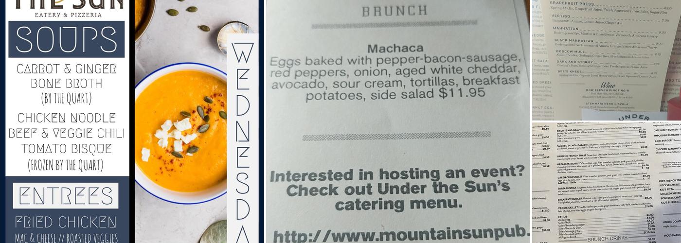 Under The Sun Pub & Pizza Menu