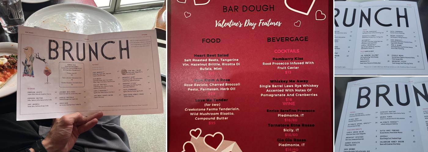 Bar Dough Menu
