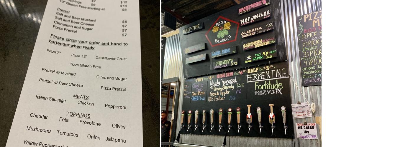 Red Clay Brewing Company Menu