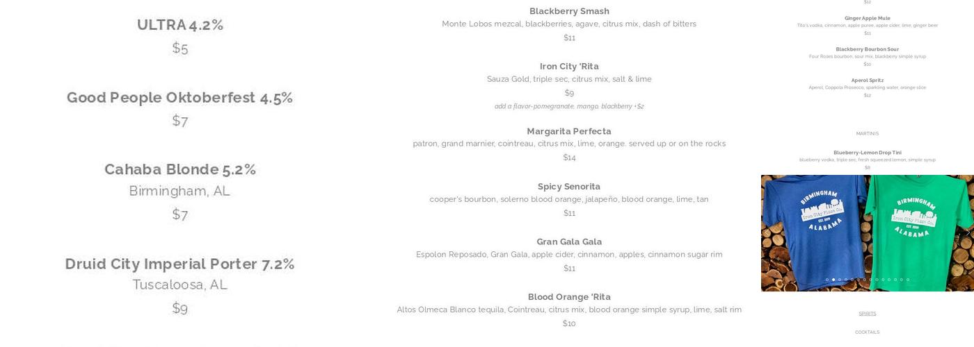 Iron City Pizza Company Menu