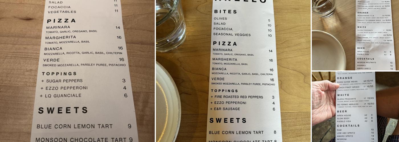 ANELLO Menu