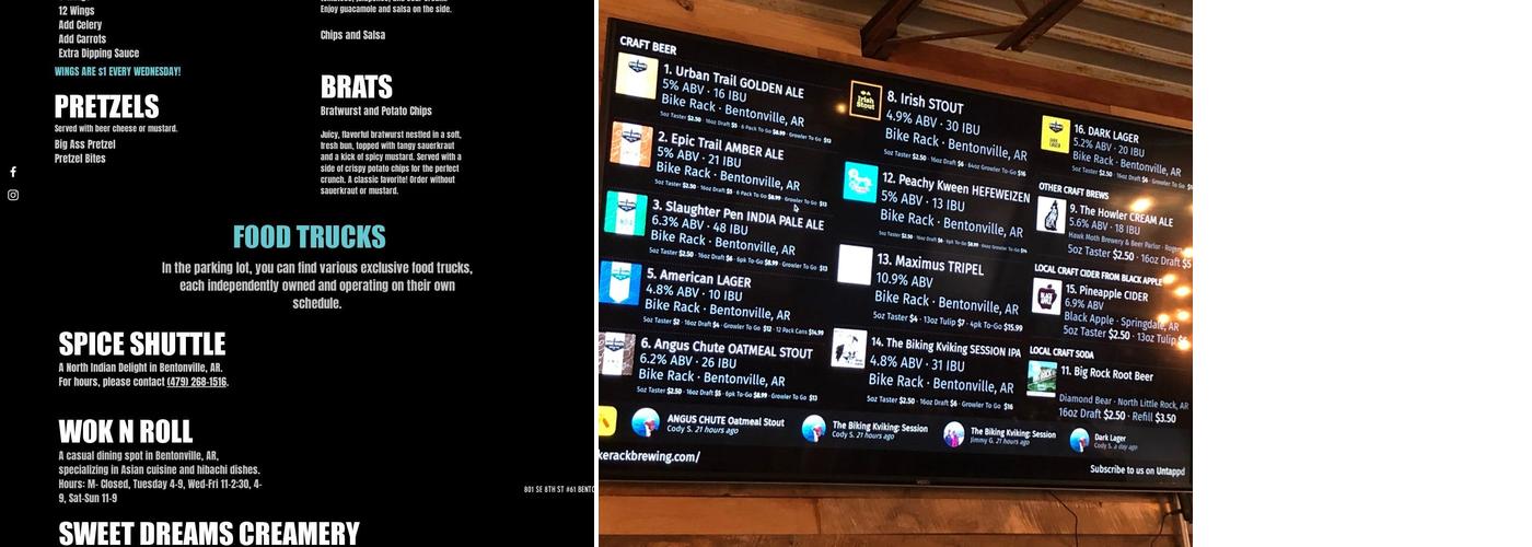 Bike Rack Brewing Co. Menu